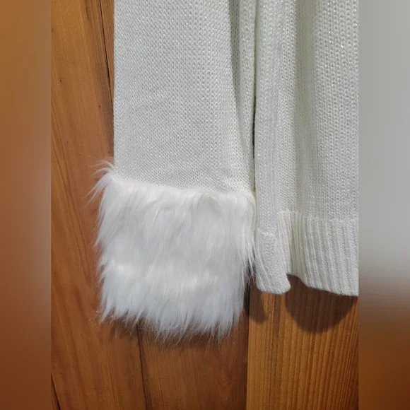 Let It Snow Sweater with Faux Fur Cuffs - Picture 3 of 14
